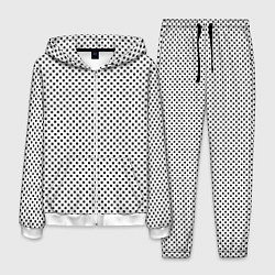 Мужской костюм Белый в маленький чёрный квадрат