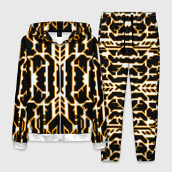 Мужской костюм Техно белые линии с жёлтой обводкой на чёрном фоне