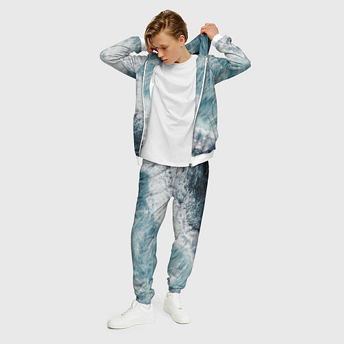 Мужской костюм Морская бирюзовая волна / 3D-Белый – фото 3