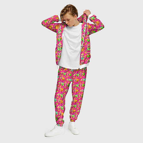 Мужской костюм Щенята и летний вайб паттерн / 3D-Белый – фото 3