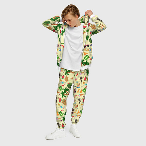 Мужской костюм Летний отпускной паттерн / 3D-Белый – фото 3