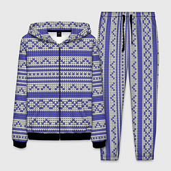 Мужской костюм Вязанный бело-синий орнамент