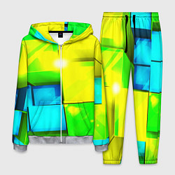 Костюм мужской Зелёные кубы разломы, цвет: 3D-меланж