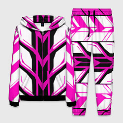 Костюм мужской Чёрно-розовые полосы на белом фоне, цвет: 3D-черный