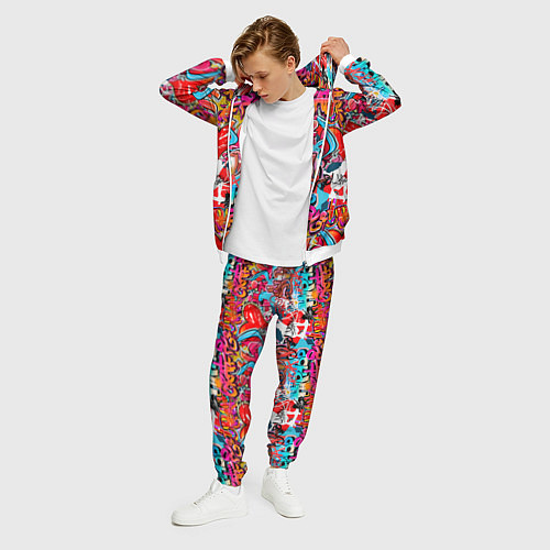 Мужской костюм Hip hop graffiti pattern / 3D-Белый – фото 3