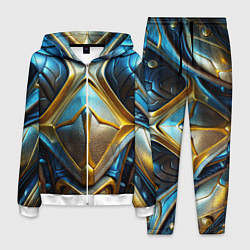 Мужской костюм Объемная синяя текстурная кожа