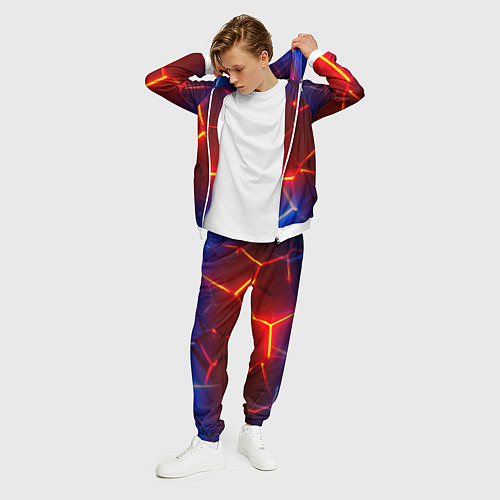 Мужской костюм Светящиеся лавой неоновые плиты в разломе / 3D-Белый – фото 3