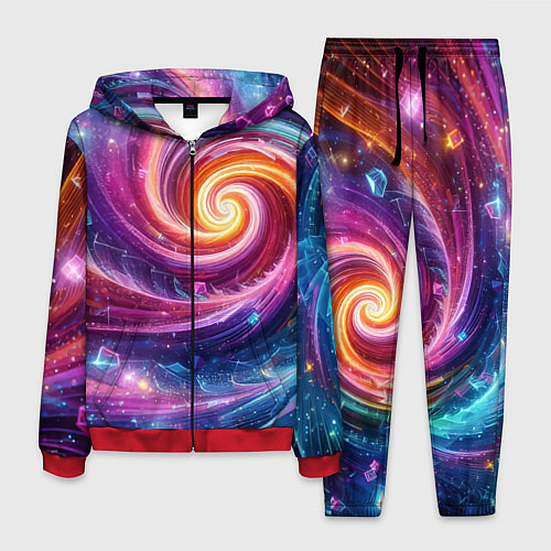 Мужской костюм Космическая галактическая спираль - неоновое свече / 3D-Красный – фото 1