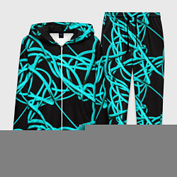 Костюм мужской Ярко голубые линии, цвет: 3D-белый