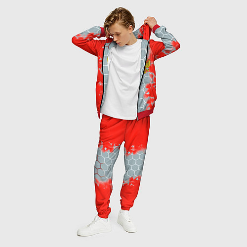 Мужской костюм Россия абстрактные соты / 3D-Красный – фото 3