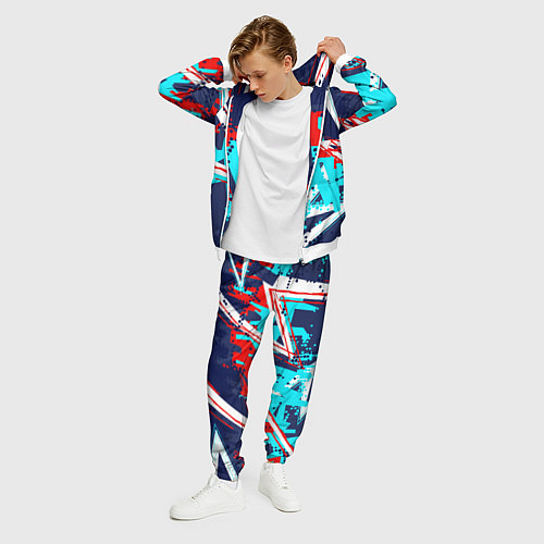 Мужской костюм Яркий абстрактный узор для спорта / 3D-Белый – фото 3