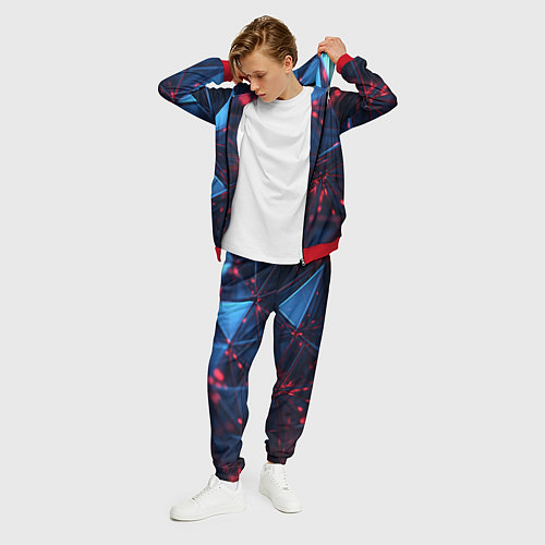 Мужской костюм Абстрактные треугольные элементы / 3D-Красный – фото 3