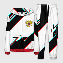 Костюм мужской Россия спортивная геометрия глитч, цвет: 3D-красный