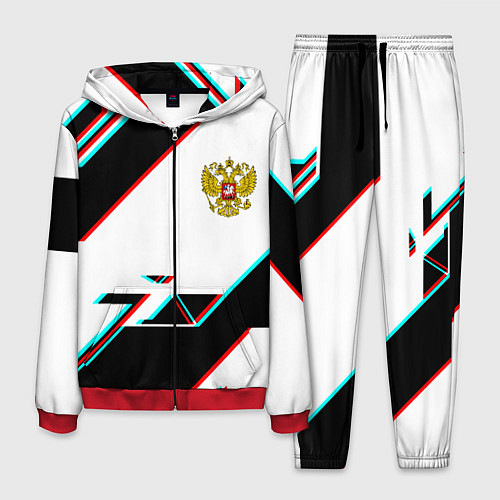 Мужской костюм Россия спортивная геометрия глитч / 3D-Красный – фото 1