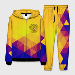 Костюм мужской Желтая геометрия - спорт Россия с гербом, цвет: 3D-черный
