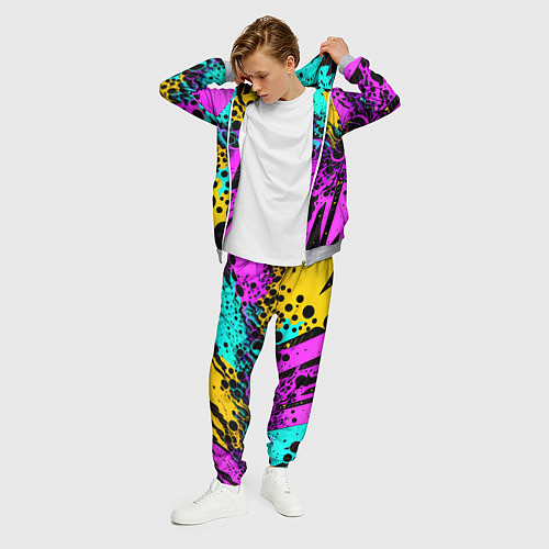 Мужской костюм Разноцветная неоновая абстракция - нейроарт / 3D-Меланж – фото 3