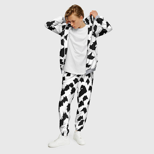 Мужской костюм Чётные пятна на белом фоне - минимализм / 3D-Меланж – фото 3