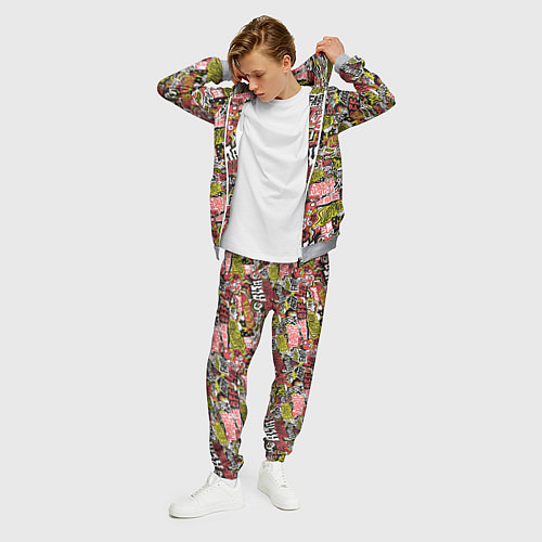 Мужской костюм Супер мото паттерн с надписями и черепками / 3D-Меланж – фото 3