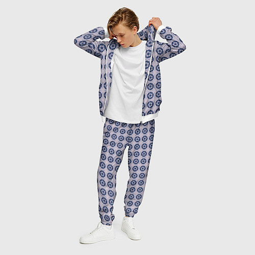 Мужской костюм Узор синяя плитка / 3D-Белый – фото 3