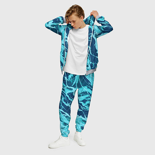 Мужской костюм Морской сине-голубой абстракция / 3D-Меланж – фото 3