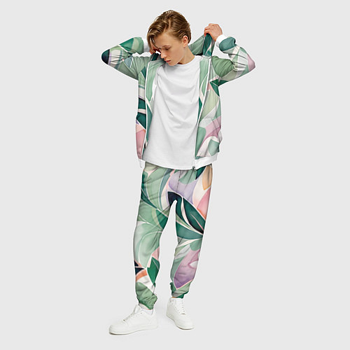 Мужской костюм Листья акварель / 3D-Белый – фото 3