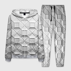 Костюм мужской Бело серая геометрия, цвет: 3D-меланж