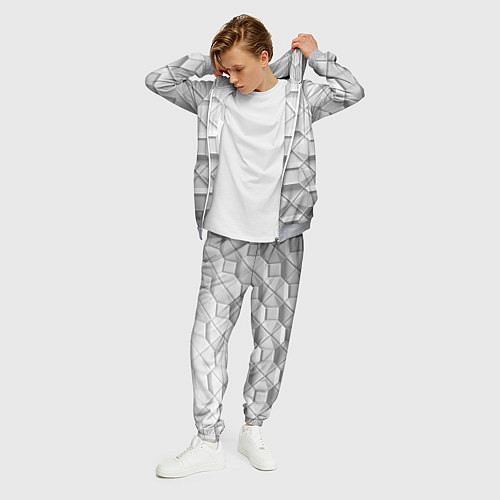 Мужской костюм Бело серая геометрия / 3D-Меланж – фото 3