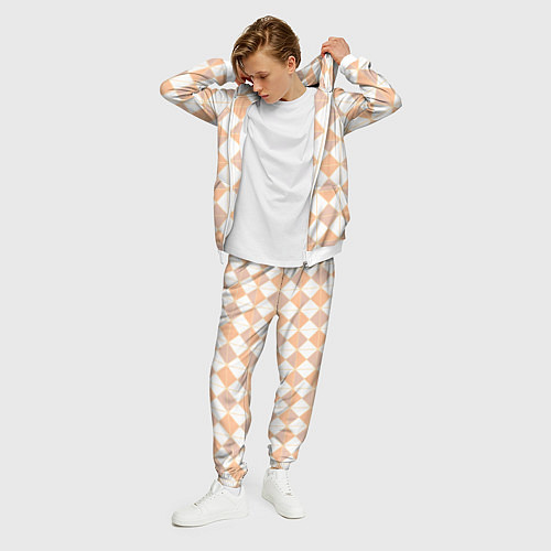 Мужской костюм Персиковые ромбы / 3D-Белый – фото 3