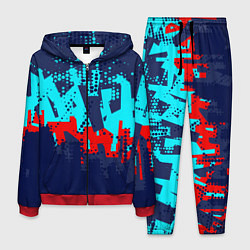 Костюм мужской Красно-синяя абстракция, цвет: 3D-красный