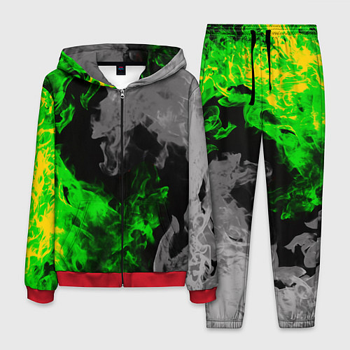 Мужской костюм Зелёный и чёрный огонь / 3D-Красный – фото 1