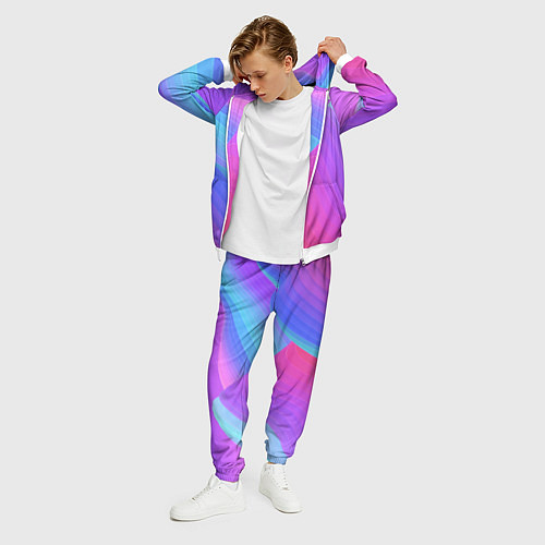 Мужской костюм Неоновая геометрия полосы / 3D-Белый – фото 3