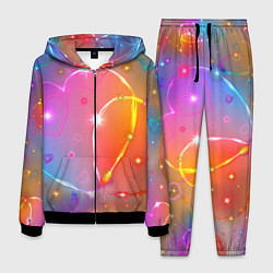 Костюм мужской Неоновые сердца со звездочками, цвет: 3D-черный