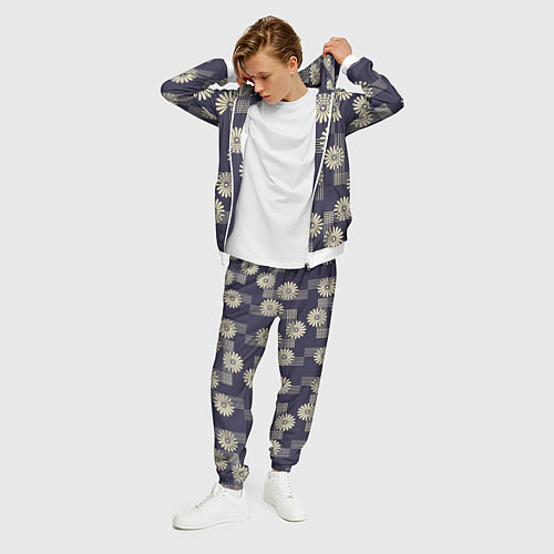 Мужской костюм Цветочный геометрический узор / 3D-Белый – фото 3