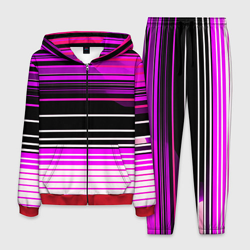 Мужской костюм Разноцветные вертикальные линии / 3D-Красный – фото 1