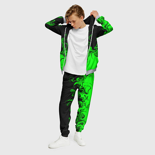 Мужской костюм Абстрактный зеленый огонь / 3D-Меланж – фото 3