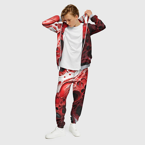 Мужской костюм Красно-белая абстрактная структура / 3D-Меланж – фото 3