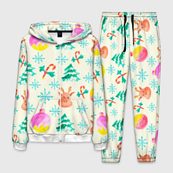 Костюм мужской Зимний новогодний узор, цвет: 3D-белый