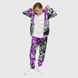 Костюм мужской Чёрно-зелёная абстракция на фиолетовом фоне, цвет: 3D-меланж — фото 2