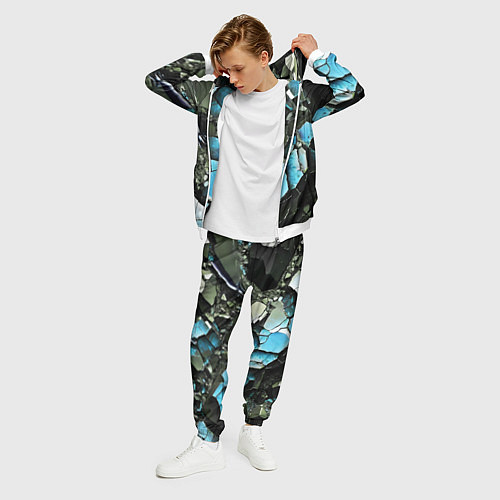 Мужской костюм Чёрно-синий камень / 3D-Белый – фото 3