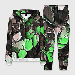 Костюм мужской Чёрно-зелёный камень, цвет: 3D-белый