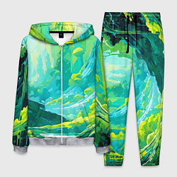 Костюм мужской Зелёная кислотная абстракция, цвет: 3D-меланж