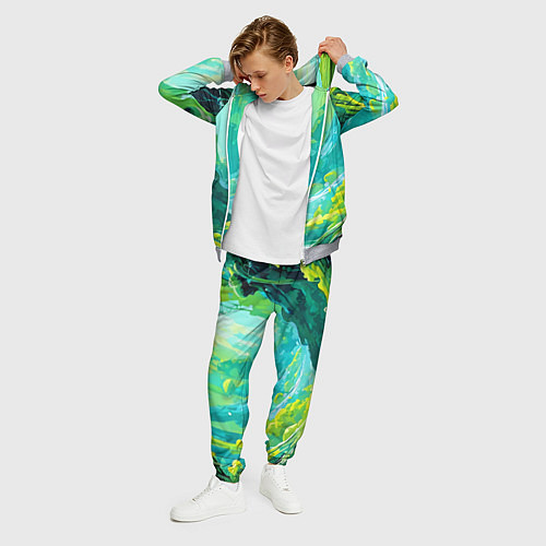 Мужской костюм Зелёная кислотная абстракция / 3D-Меланж – фото 3