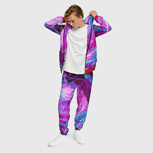 Мужской костюм Фиолетовая кислотная абстракция / 3D-Красный – фото 3