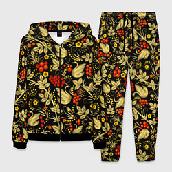 Костюм мужской Русская роспись - позолота с лебедями, цвет: 3D-черный