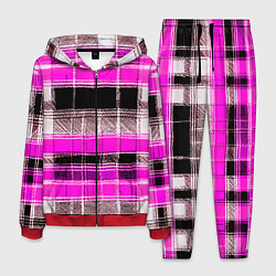 Костюм мужской Белые полосы на чёрно-розовом фоне, цвет: 3D-красный