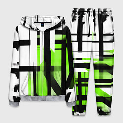 Костюм мужской Чёрно-зелёные вертикальные и горизонтальные полосы, цвет: 3D-меланж