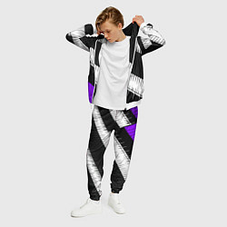 Костюм мужской Диагональные чёрно-белые полосы на фиолетовом фоне, цвет: 3D-белый — фото 2