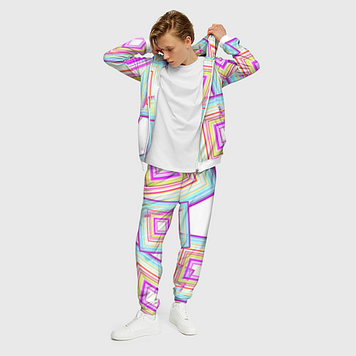 Мужской костюм Абстрактные квадраты / 3D-Белый – фото 3