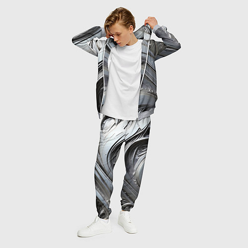 Мужской костюм Полированный серебряный металл / 3D-Меланж – фото 3