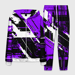 Костюм мужской Diagonal black and white stripes on a purple backg, цвет: 3D-белый
